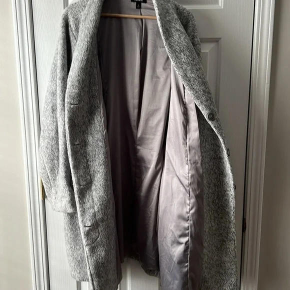 Torrid Marled Light Grey Hacci Funnel Neck Coat size 4 - Picture 9 of 12